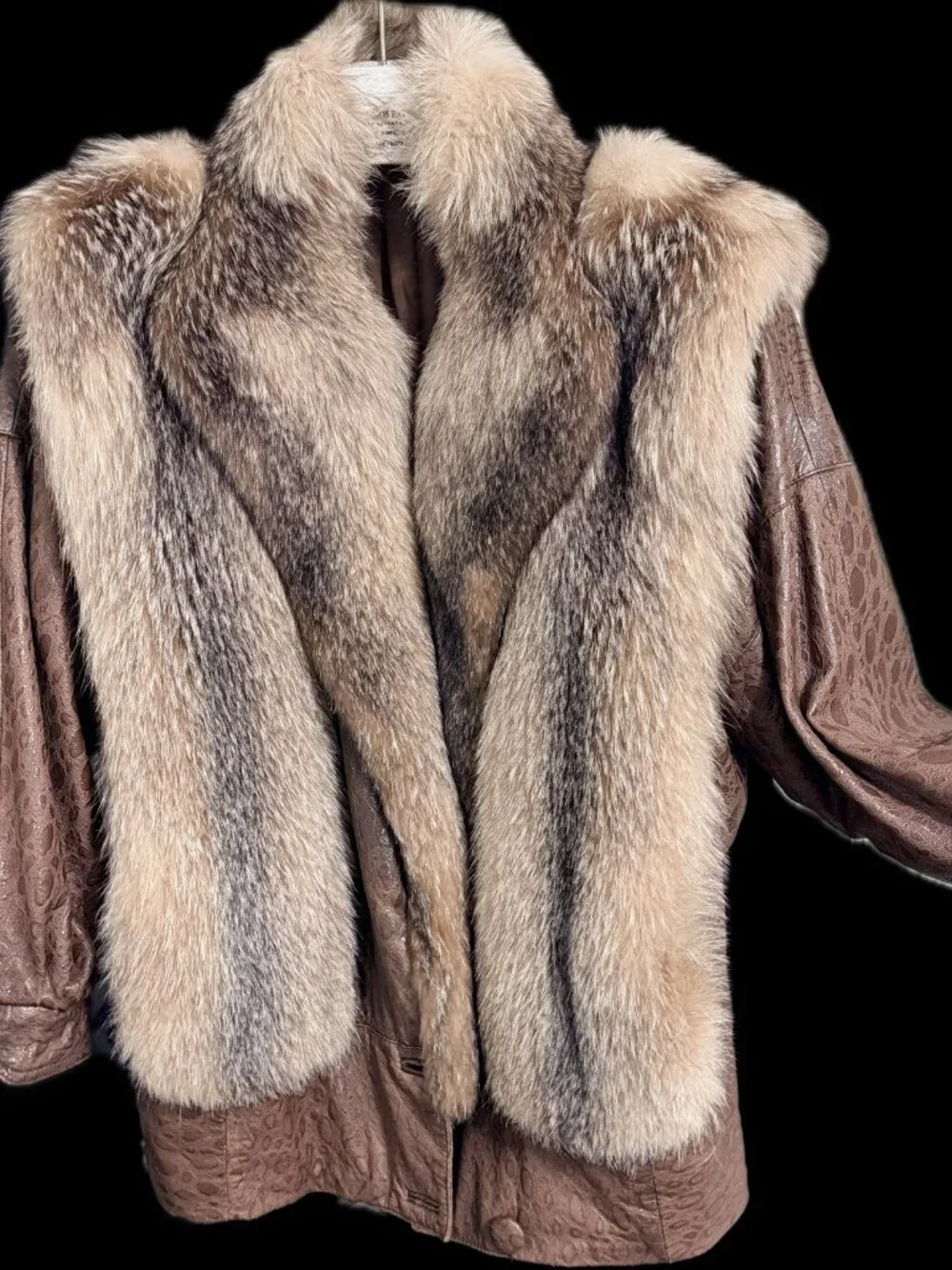 Vintage Fox Fur & Embossed Leather Jacket – NYC Furrier Piece - Picture 2 of 5